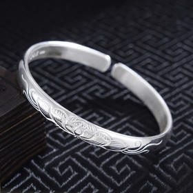 子佩集S999银【莲步轻移】手工纯银手镯原创设计【55021122】2503