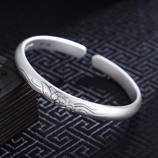 子佩集S999银【莲歌轻唱】手工纯银手镯原创设计【55021206】2503 商品图1