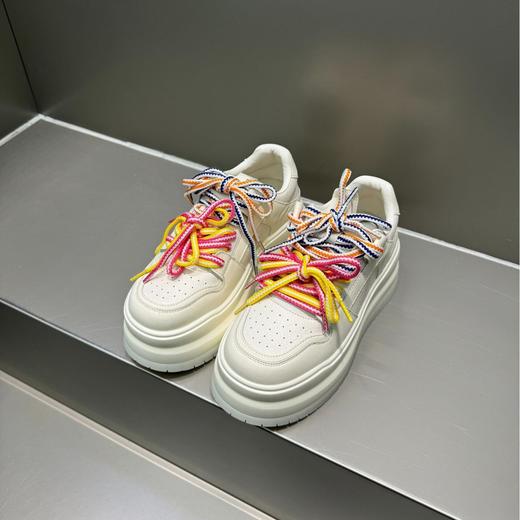 真皮厚底小白鞋!女款2025春季新款百搭板鞋DIY休闲鞋！ 商品图1