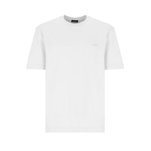 ZEGNA 杰尼亚 男士字母徽标刺绣棉质圆领短袖T恤 白色 UF360A9 F765 N00 商品图0