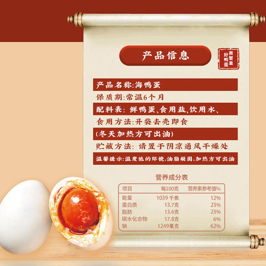 【赛蟹皇】海鸭蛋礼盒1.4kg/提（70g*20枚）非物质文化遗产 商品图5