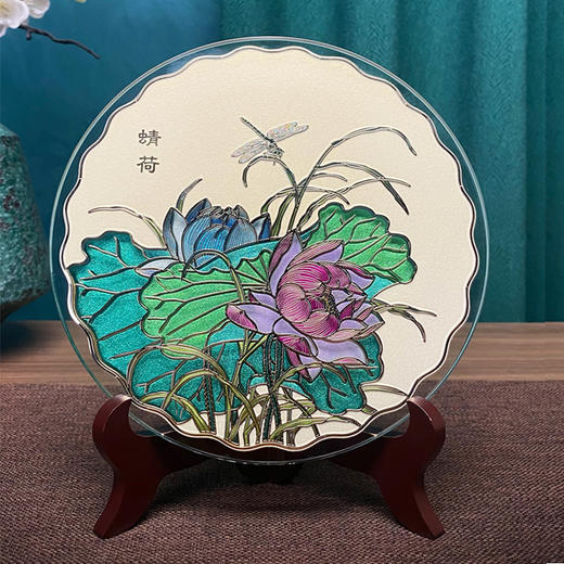 【彼达思】雅琅晶荷塘月色蜻荷雕刻艺术盘 直径175mm 商品图1