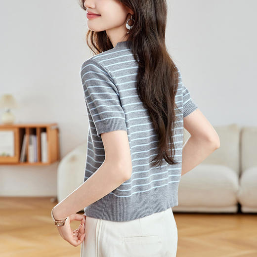 馥迦经典条纹圆领T恤 商品图5