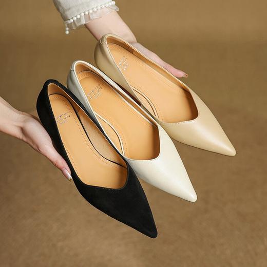 【预售5天】里外全皮尖头浅口单鞋牛皮韩版简约复古低跟通勤鞋HB&7717 商品图4