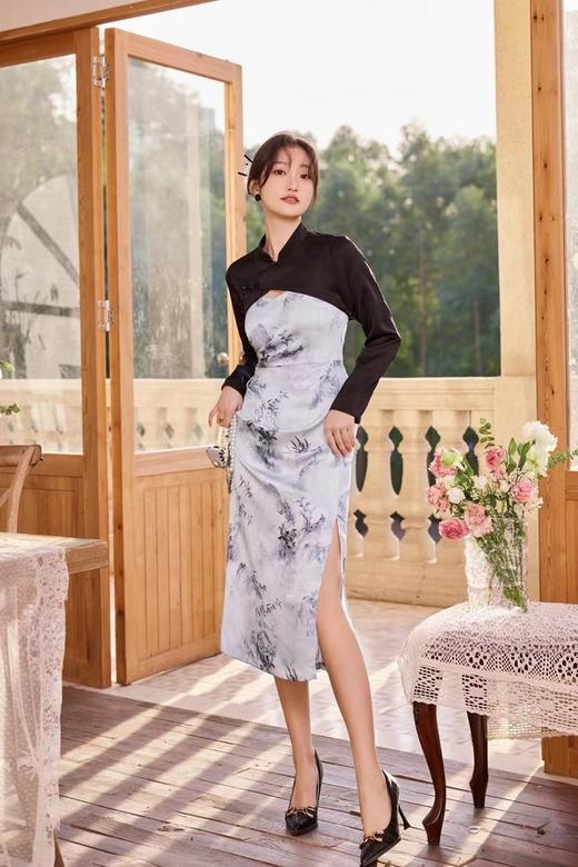 Le Malene 新中式水墨印花吊带裙罩衫套装 19874 商品图2
