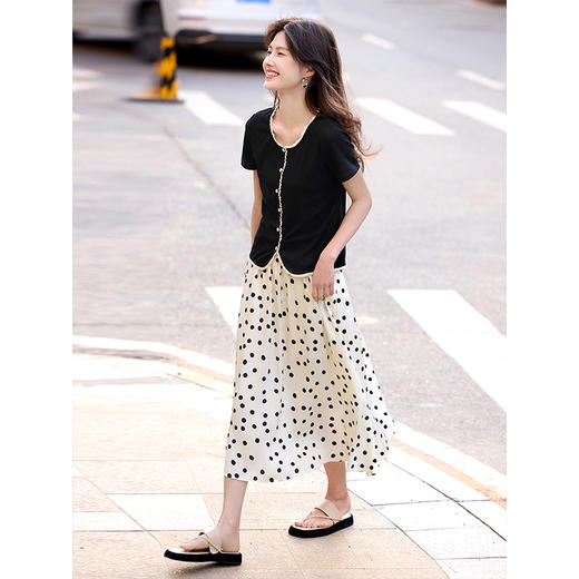 【专属特价】熙世界小香风蕾丝花边圆领T恤女短袖2025夏季新款气质绝美小上衣 商品图3