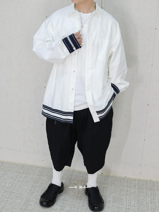 White Mountaineering | 宽折袖盒条纹衬衫 商品图4
