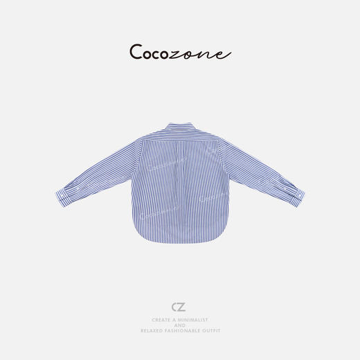 COCO ZONE 刘一一 25早春新款撞色条纹休闲翻领长袖衬衫CD2A0294 商品图1