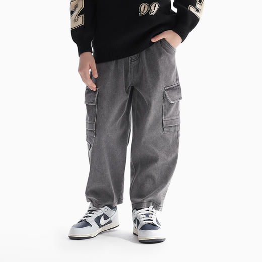 【MQD】童装男童高弹牛仔裤春秋装款儿童宽松工装裤中大童长裤 商品图0