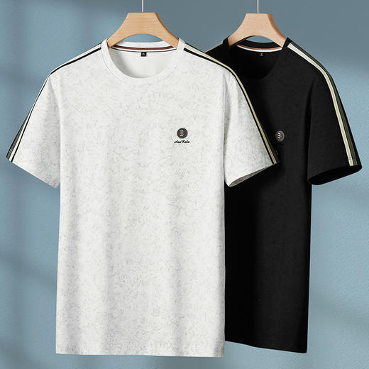 【棉质】【DPF】大依优型大码短袖T恤潮流宽松半袖体恤男夏季新款胖子加大号拼接T恤上衣男士 商品图2