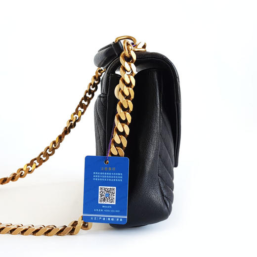 【95新】YSL圣罗兰487213中号黑金V纹college邮差包链条包单肩包女士现售价：7180！120325NJS22 商品图3