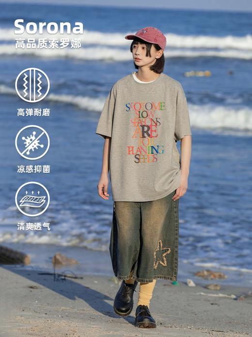 早乙女惠子saotome/STMDX252128/彩色标语索罗娜短袖T恤 商品图3