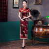 HQ-JYJ-072红色旗袍新中式长款桑蚕丝年轻款复古中国风旗袍连衣裙 商品缩略图1