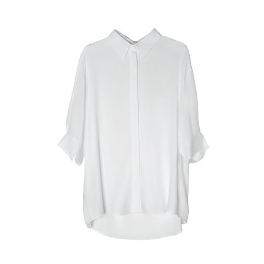 谜底大廓形衬衫七分袖女2025夏季新款通勤风简约白衬衣256MC6222 商品图4