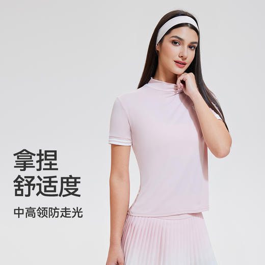 【上新】科里芙半高领显瘦高尔夫短袖凉感透气运动休闲跑步T恤女子 商品图1