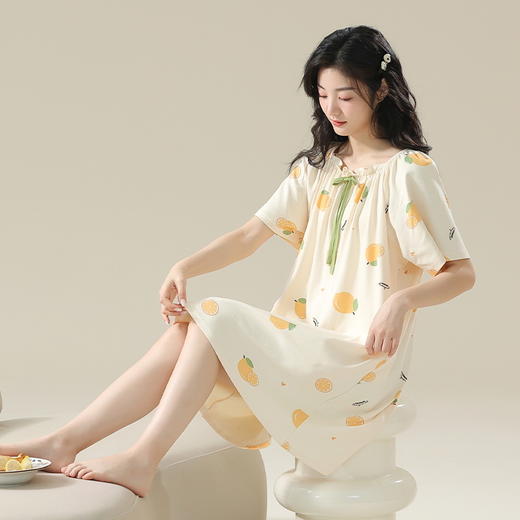 睡裙女夏季纯棉女士性感短袖孕妇春秋款清淡睡衣女款夏天2025新款 商品图1