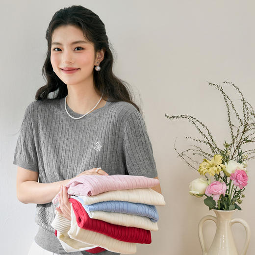【严选】【绞花俱乐部】诗凡黎兰精天丝绞花针织25夏新款女7G3331401 商品图0
