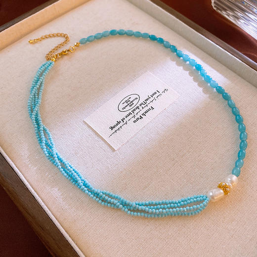 【法式复古❗海蓝宝淡水珍珠手链】高级感轻奢小众精致锁骨链，百搭又好看，手链ins小清新气质手串高级感手饰QQ 商品图5