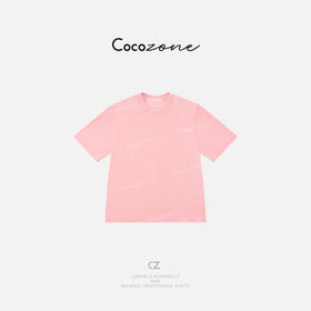 COCO ZONE 刘一一 100棉新款领口破坏设计粉色圆领T恤CD1A0524