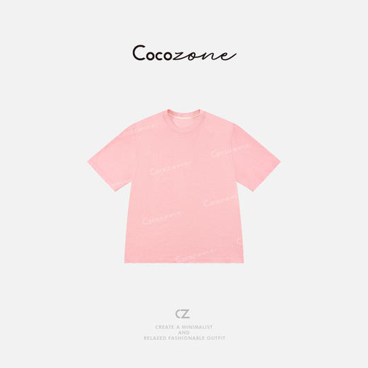 COCO ZONE 刘一一 100棉新款领口破坏设计粉色圆领T恤CD1A0524 商品图0