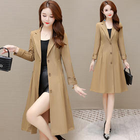 韩版修身气质单排扣，中长款时尚大码风衣QYM-XYKL-21K310