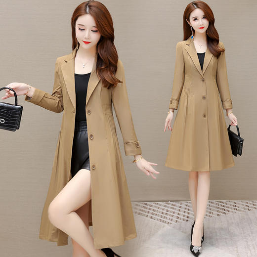 韩版修身气质单排扣，中长款时尚大码风衣QYM-XYKL-21K310 商品图0
