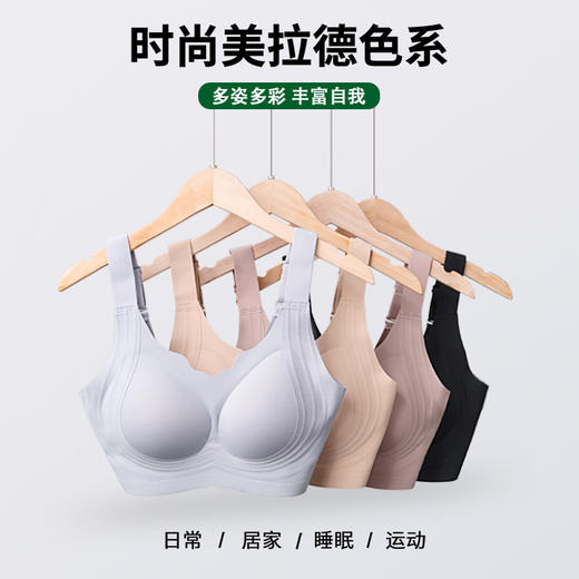 【尚比妮新款大码内衣女巨包容无痕文胸】三倍果冻条提拉聚拢 舒适大U型美背胸罩 无钢圈超薄款W2519 商品图1