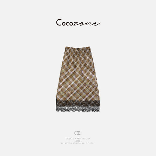 COCO ZONE 刘一一2025新款撞色格纹气质显瘦半身裙ACD1A0218 商品图0