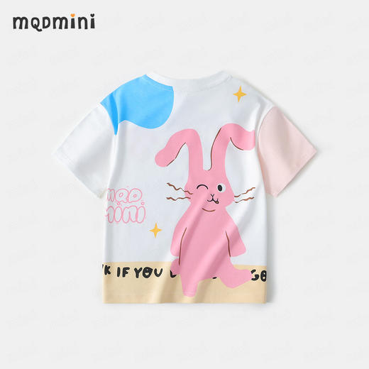 【凉感抑菌】【90-140】【MQDmini】男女童夏季短袖t恤儿童圆领撞色卡通印花上衣 商品图5
