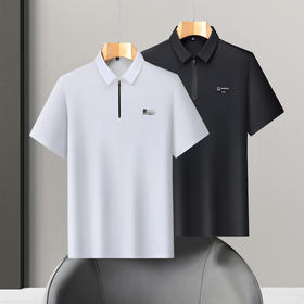 【DLS】大依优型大码拉链款短袖Polo衫翻领加肥加大男士大号弹力透气舒适夏季半袖