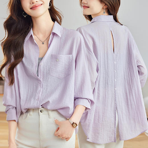馥迦慵懒复古后开叉衬衫 商品图9