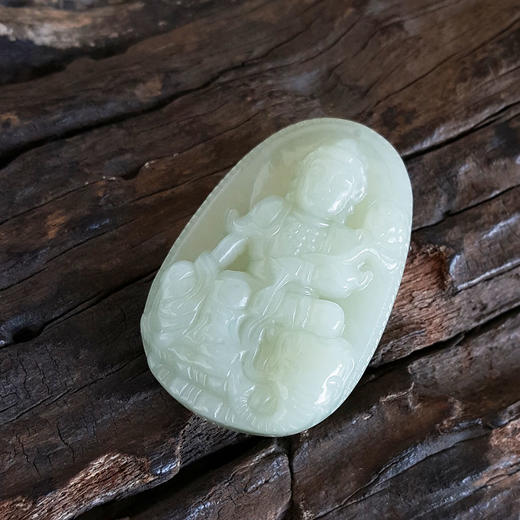 【天然正品】天然细腻无纹裂持莲观音（莲莲如意）和田玉吊坠48*30.4*9.3MM（皆取最大值）中性款现售价：380特价！150325NJM04 商品图7