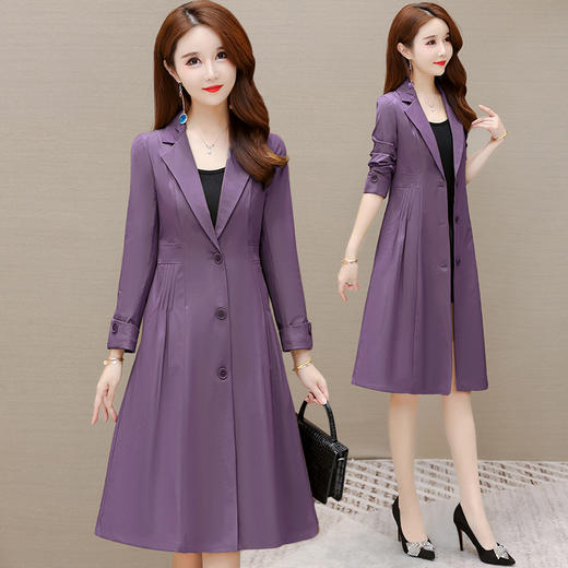 韩版修身气质单排扣，中长款时尚大码风衣QYM-XYKL-21K310 商品图1