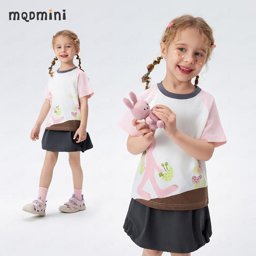 【凉感抑菌 】【90-140】【MQDmini】女童夏季短袖t恤儿童印花圆领上衣 商品图5