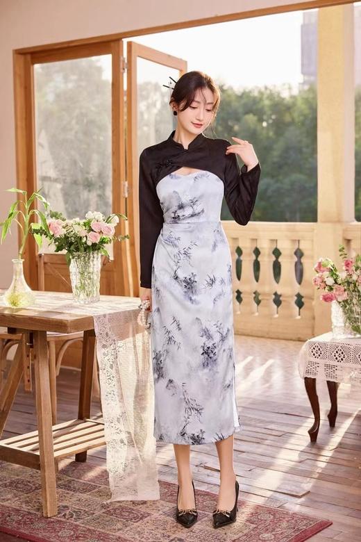 Le Malene 新中式水墨印花吊带裙罩衫套装 19874 商品图4
