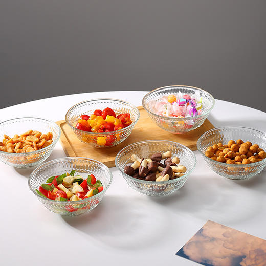 「19.9到手！六件套」精致太阳花碗六件套 北欧复古风ins高颜值碗杯居家日用碗沙拉碗玻璃碗餐饮用具 商品图2