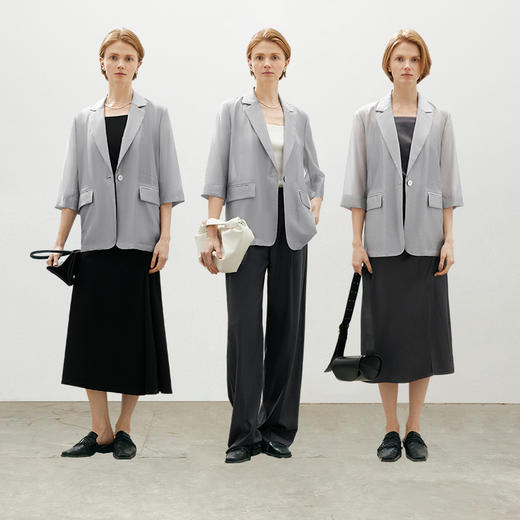 【商场同款】麦檬夏法式通勤清透莱赛尔西装5F4313061 商品图2