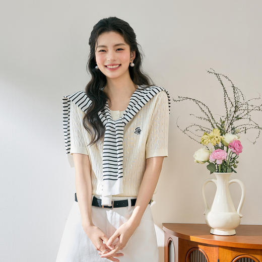 【严选】【绞花俱乐部】诗凡黎兰精天丝绞花针织25夏新款女7G3331391 商品图0