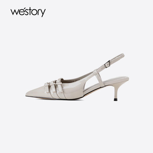 Westory2025年夏季尖头中跟后空单鞋包头空凉鞋W25AH59321 商品图2