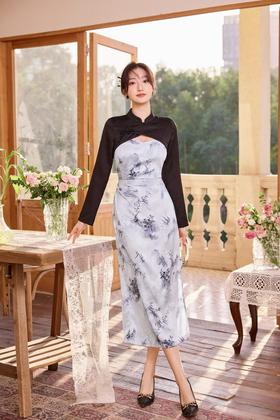 Le Malene 新中式水墨印花吊带裙罩衫套装 19874