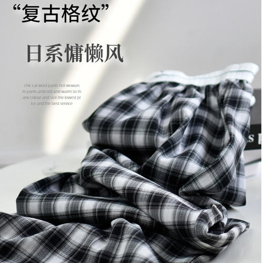 百媚生 抽绳复古宽松慵懒长阔腿休闲裤子C357 商品图8