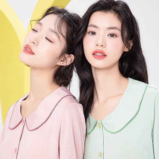 内茵丨翻领开衫带胸垫家居服套装 商品图1