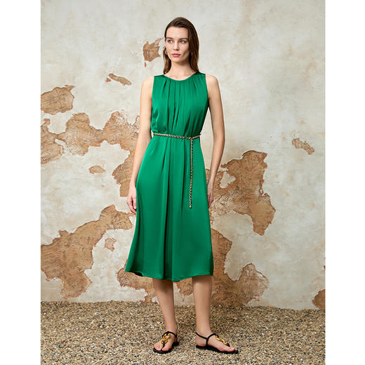 EITIE爱特爱法式优雅气质百褶收腰无袖连衣裙2025夏新款8207937 商品图2