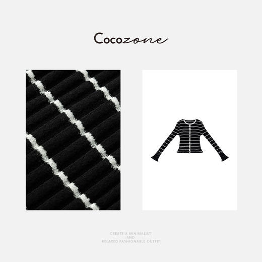 COCO ZONE 刘一一 25早春新款条纹撞色圆领女式针织开衫ACD1A0370 商品图2