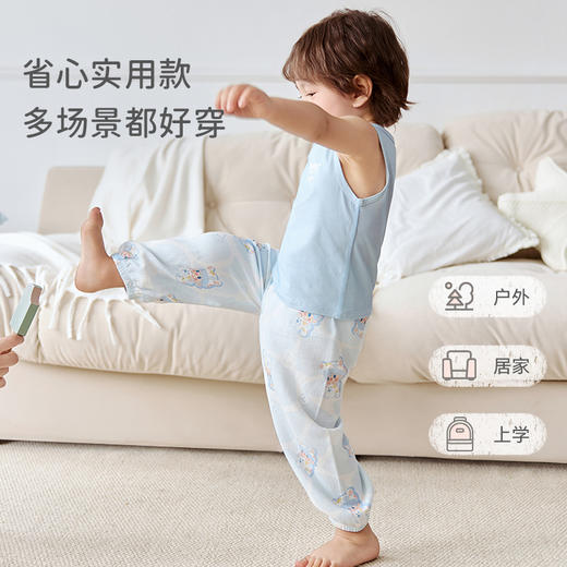 【2025年春夏新品】i-baby/英伦宝贝泡泡玛特纱布儿童防蚊裤男女宝宝灯笼裤 春夏季婴幼儿纱布长裤透气 商品图4