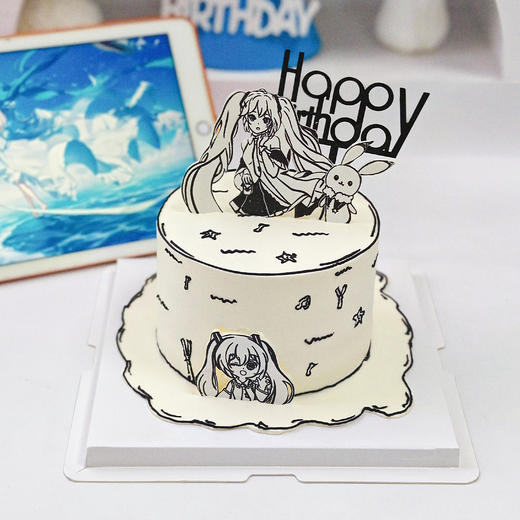 初音未来二次元线条手绘蛋糕 商品图4