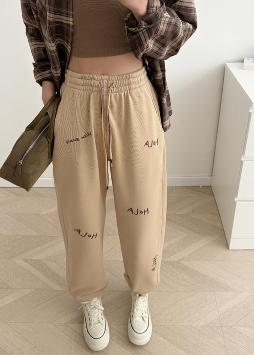 纸袋家春季新款！字母刺绣显瘦休闲裤！纯棉毛圈韩版显瘦抽绳！ 商品图9