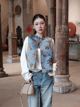 盛唐牡丹| 竹叶纹真丝漳缎马甲