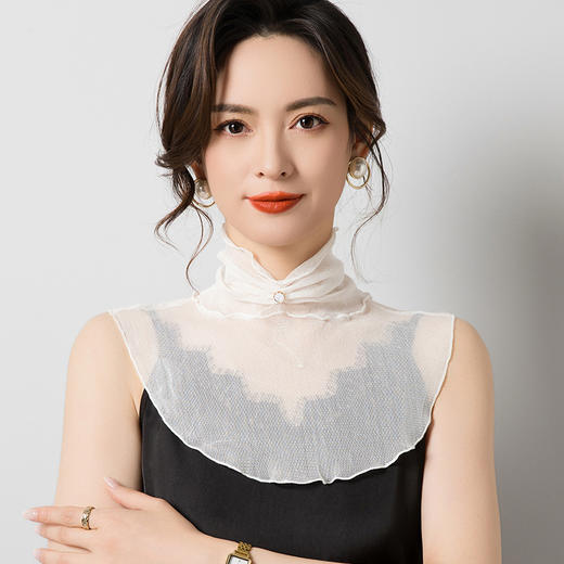 雀说 80克网眼真丝假领子女薄款纯色百搭桑蚕丝防晒领子1019 商品图1
