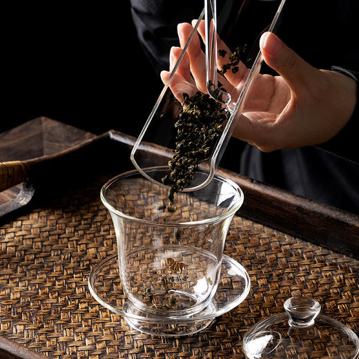 八马茶具丨 明畅盖碗高硼玻璃泡茶杯简约盖碗200ML 商品图1